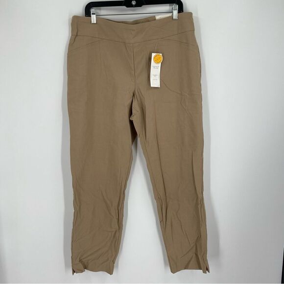 Charter Club Women’s Classic Fit Slim Leg Tan Pull On Stretchy Pants size 18 - Picture 1 of 4